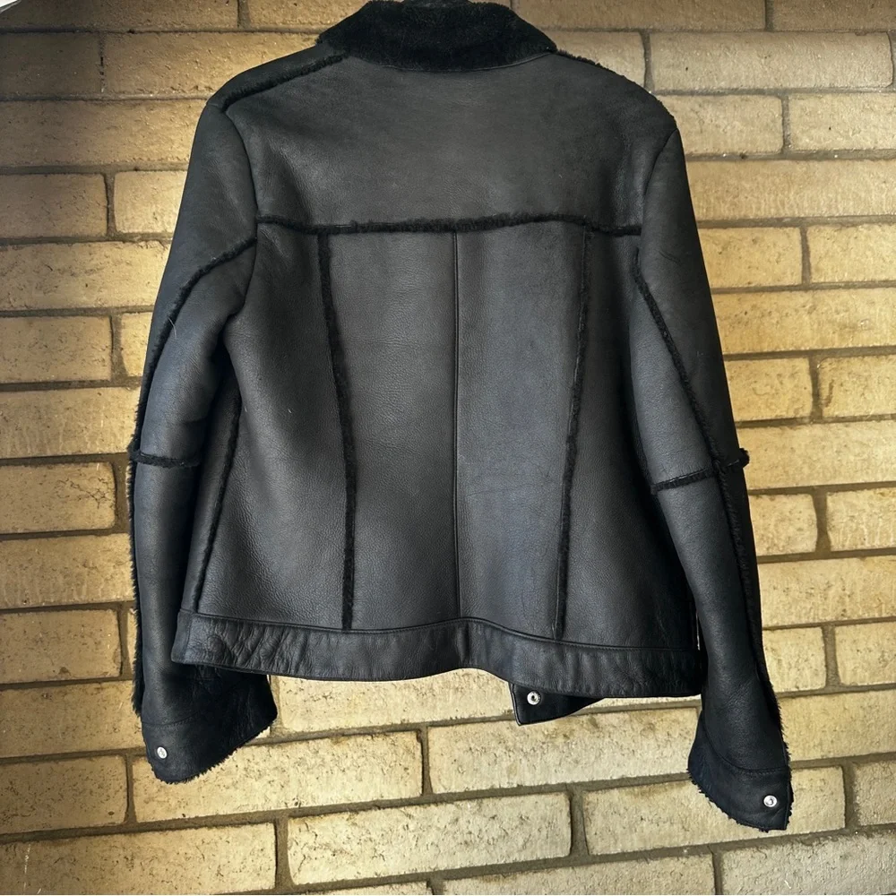 Escada Women's Black genuine lamb leather and Shearling Jacket - Picture 2 of 5
